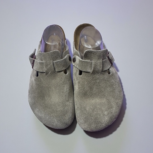 NWT Birkenstock Boston Leather Suede Taupe Clogs EU 45 / US M 12 - Picture 15 of 16
